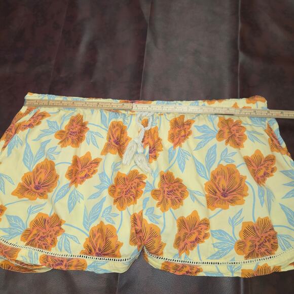 Pact Womens XL Organic Cotton Floral Shorts Yellow Boho Eco-Friendly Beach Comfy - Picture 9 of 15